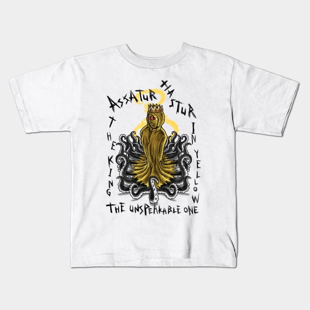 Summon the Madness: Hastur The King in Yellow Design Kids T-Shirt by Holymayo Tee